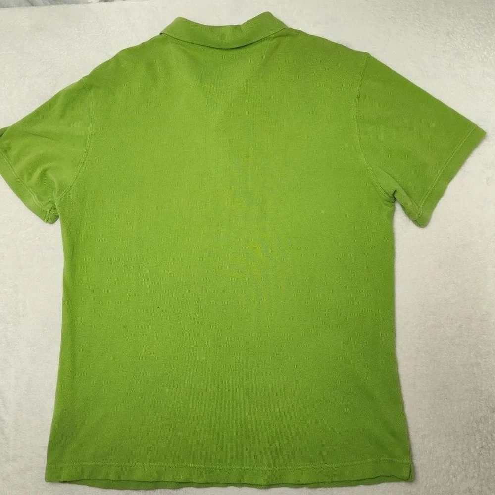 True Religion Polo Shirt Mens 2XL Green Pique Cotton Short Sleeve Collared Logo